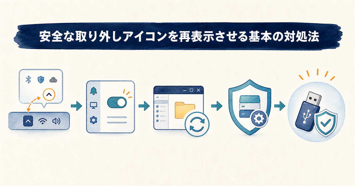 安全な取り外しアイコンを再表示させる基本の対処法