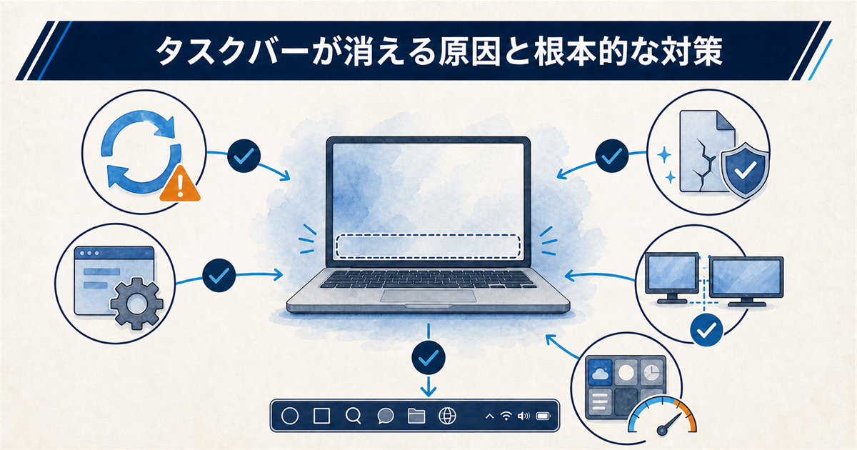 タスクバーが消える原因と根本的な対策