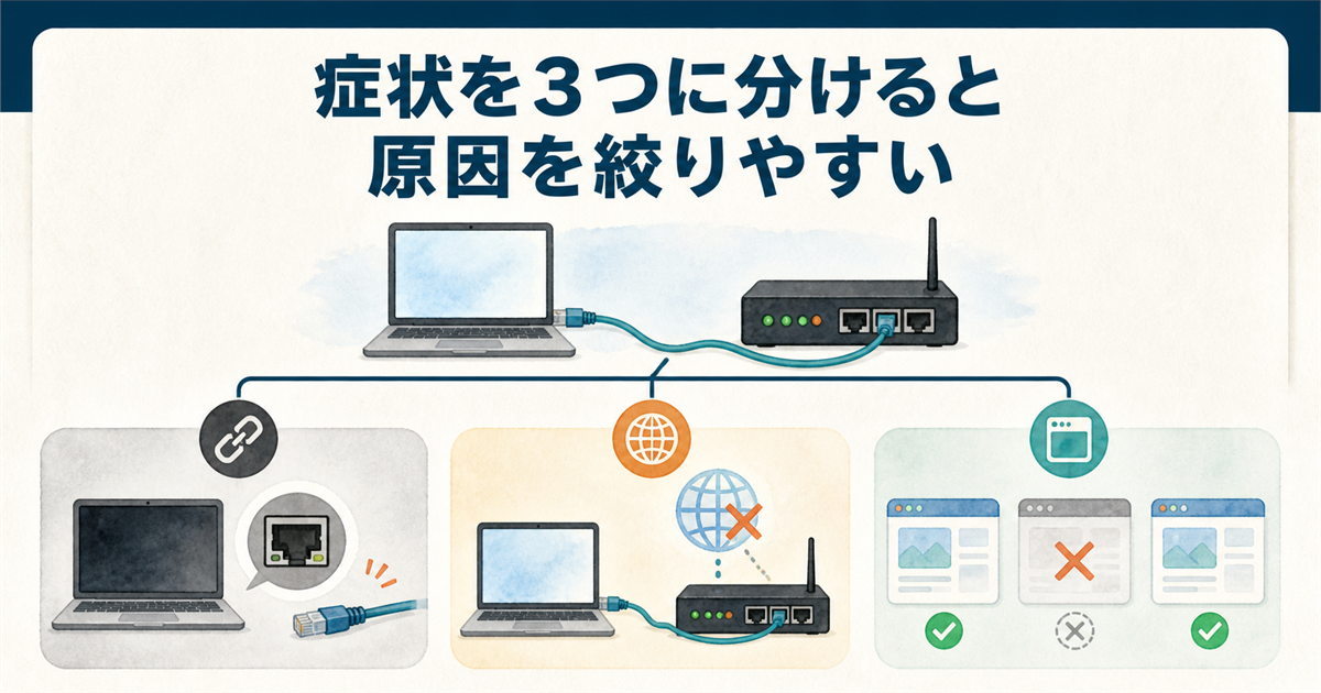 症状を3つに分けると原因を絞りやすい