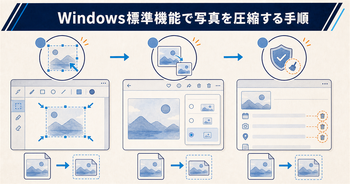 Windows標準機能で写真を圧縮する手順