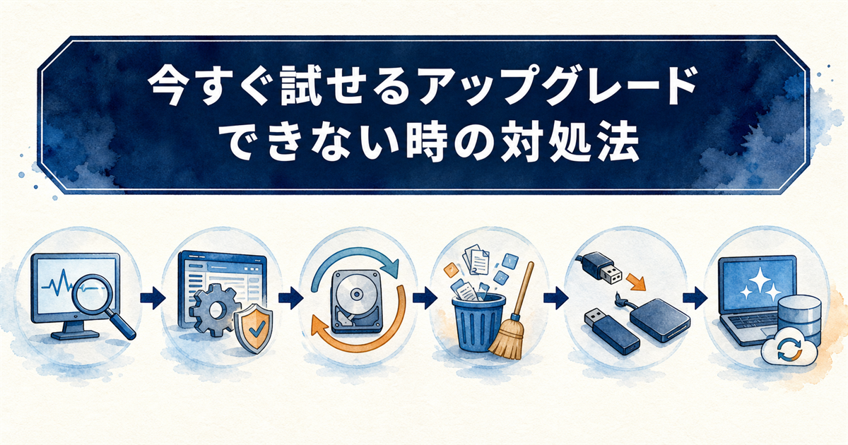 今すぐ試せるアップグレードできない時の対処法