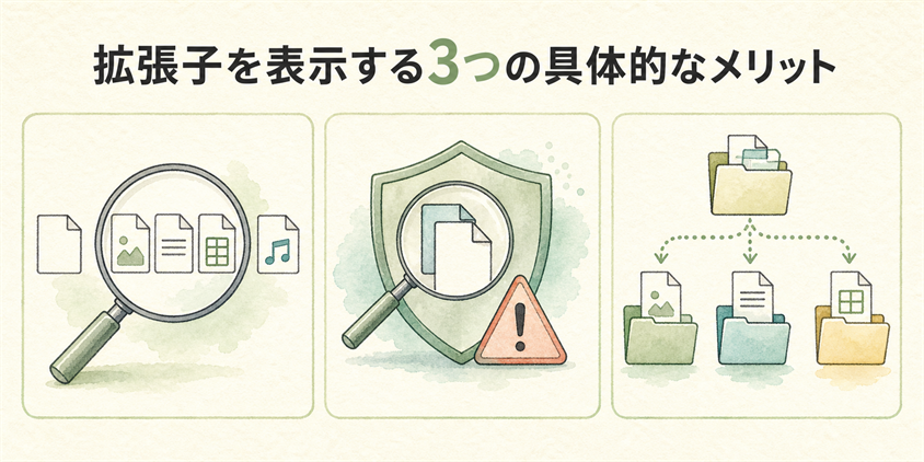 拡張子を表示する3つの具体的なメリット