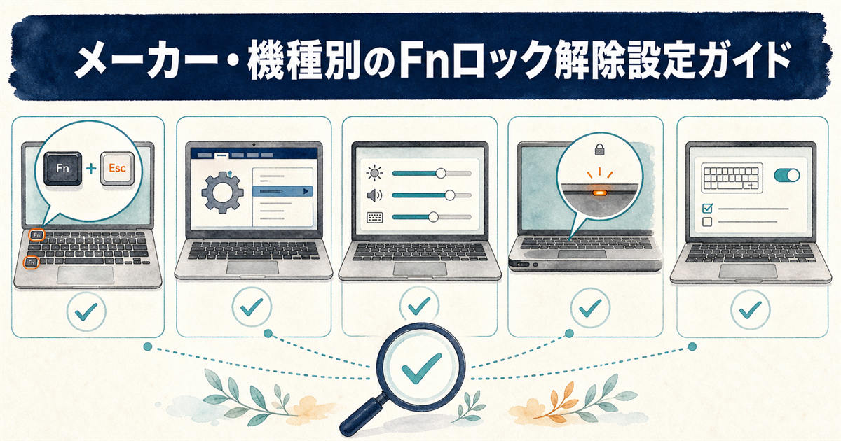 メーカー・機種別のFnロック解除設定ガイド