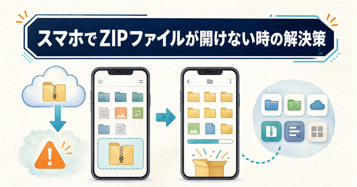 スマホでZIPファイルが開けない時の解決策
