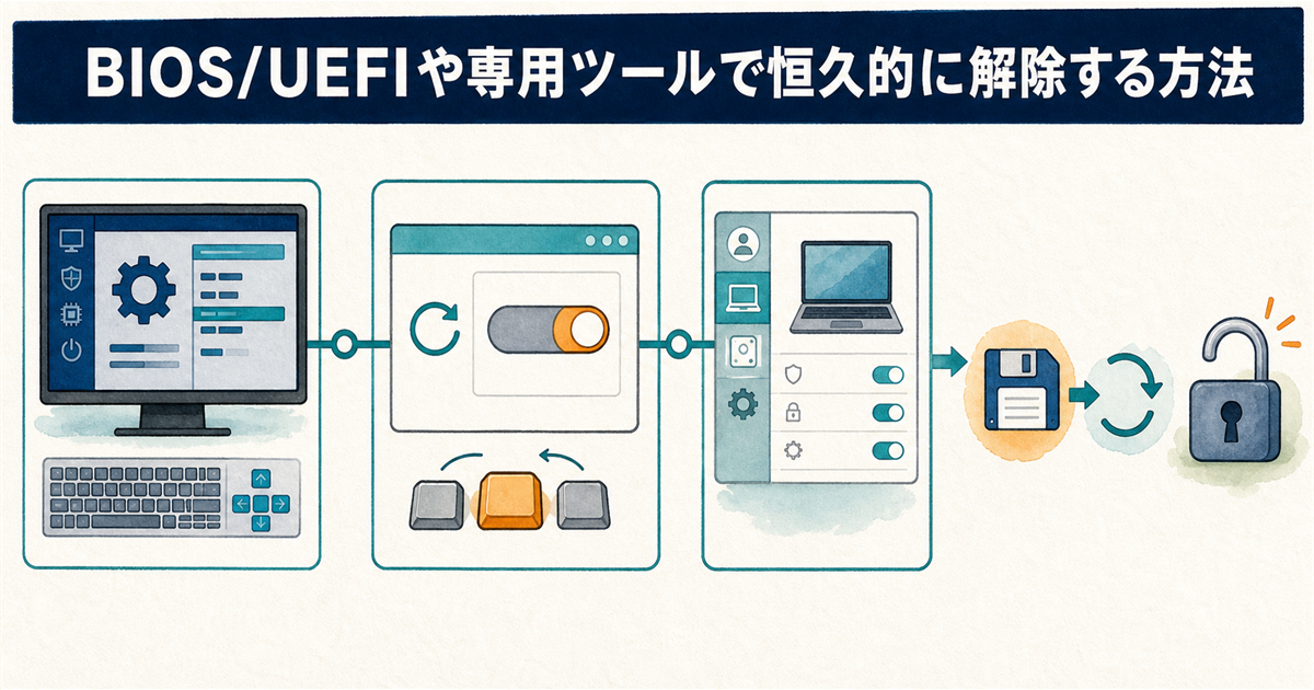 BIOS/UEFIや専用ツールで恒久的に解除する方法