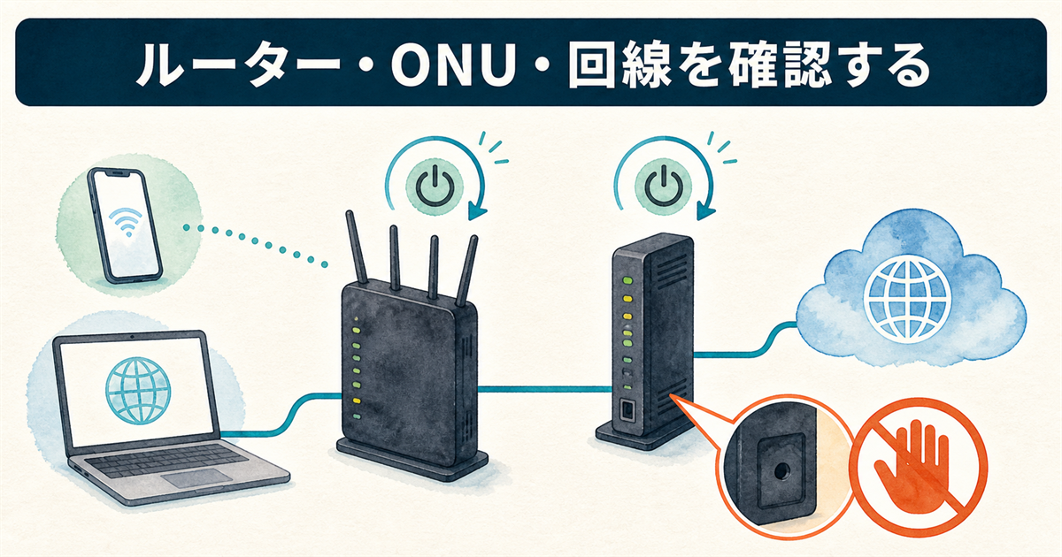 ルーター・ONU・回線を確認する