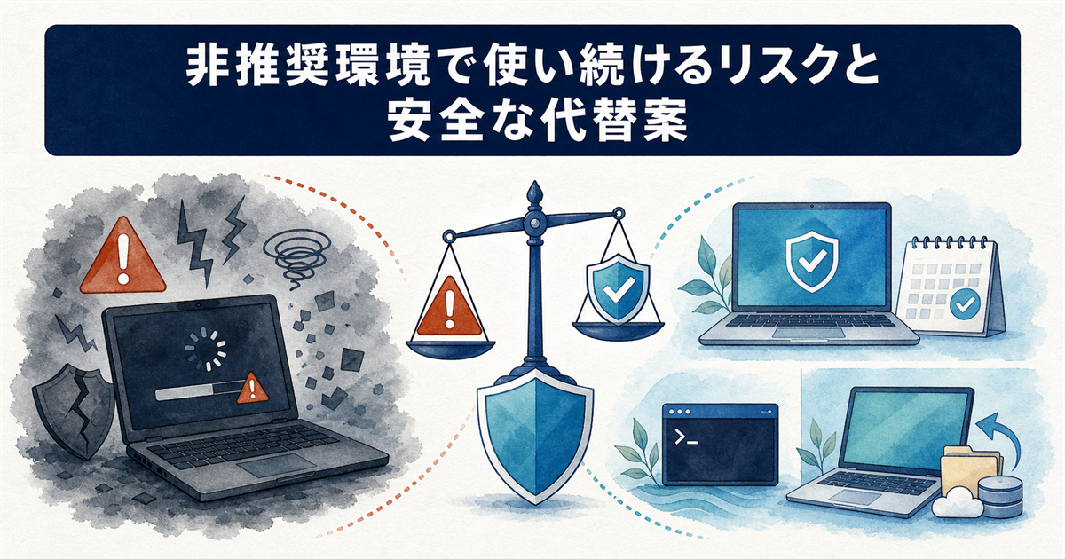 非推奨環境で使い続けるリスクと安全な代替案