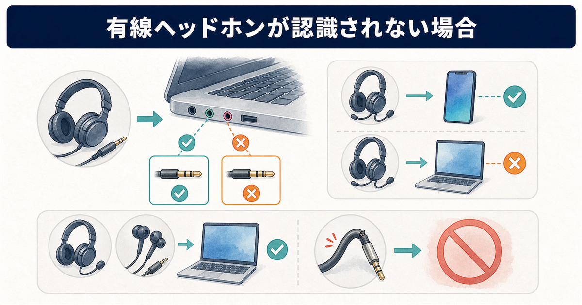 有線ヘッドホンが認識されない場合