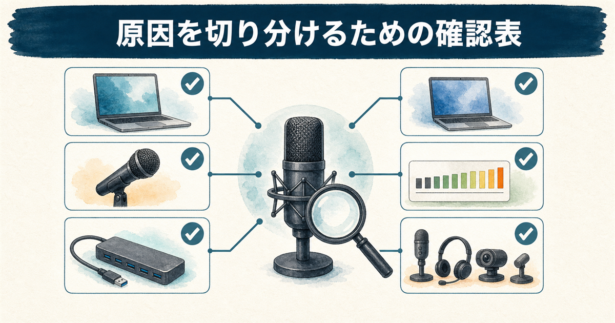 原因を切り分けるための確認表