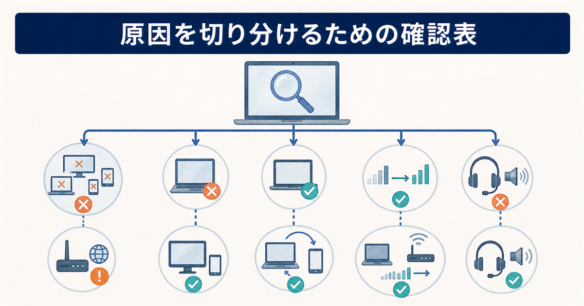 原因を切り分けるための確認表