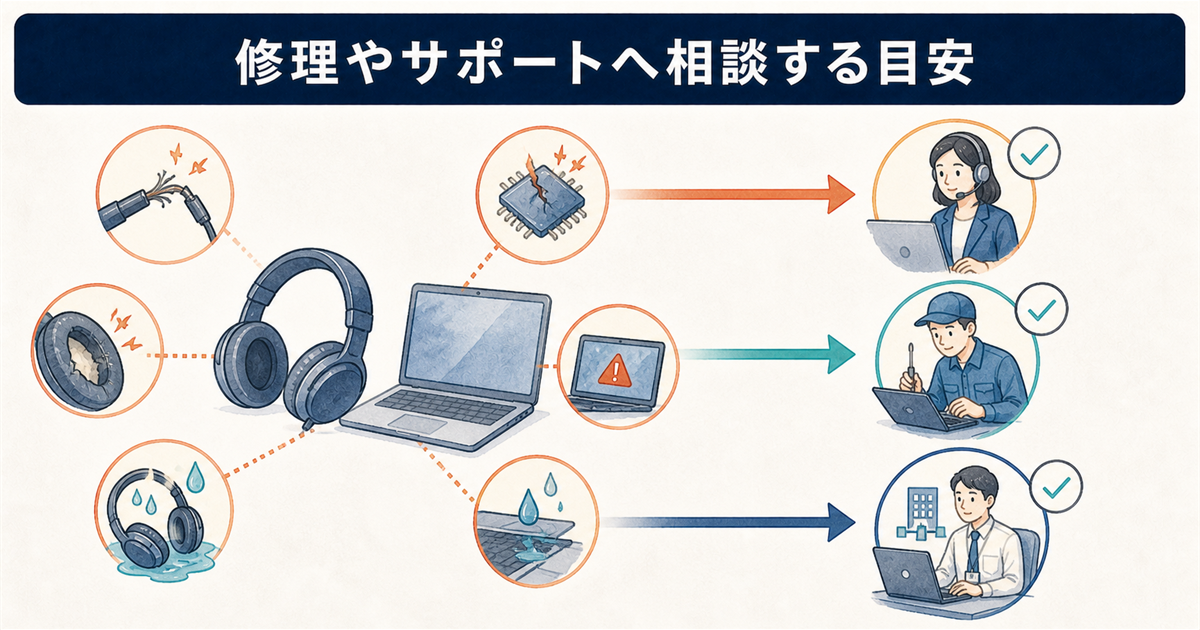 修理やサポートへ相談する目安
