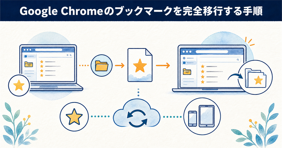 Google Chromeのブックマークを完全移行する手順