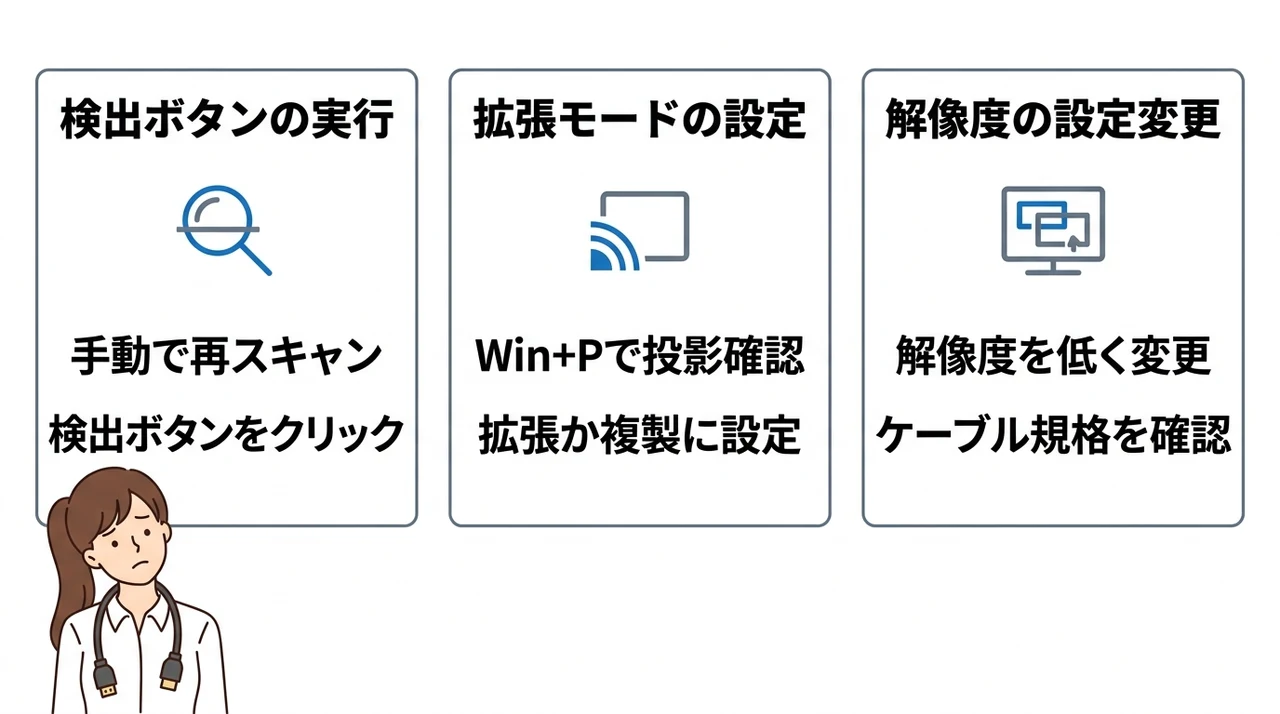 Windowsの設定でモニターを認識させる3つの解決策
