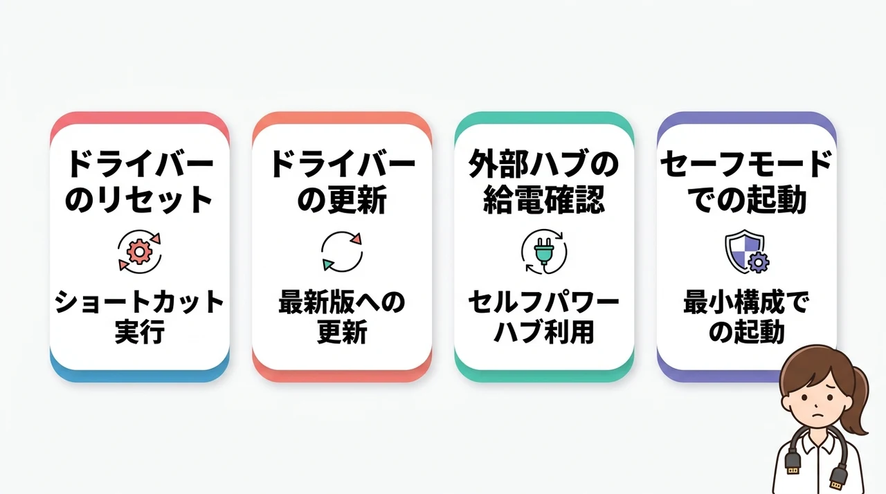 ドライバー更新や電力不足など映らない原因別の対策4選
