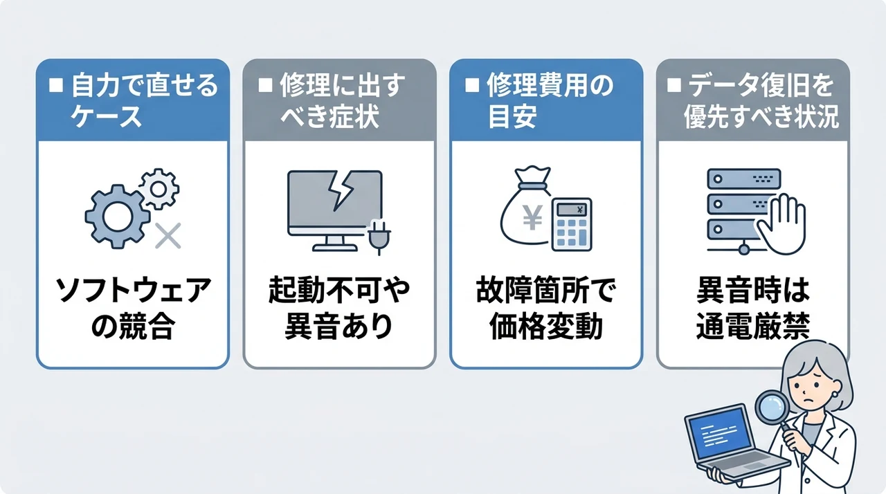 自力解決か修理かを判断する基準と費用