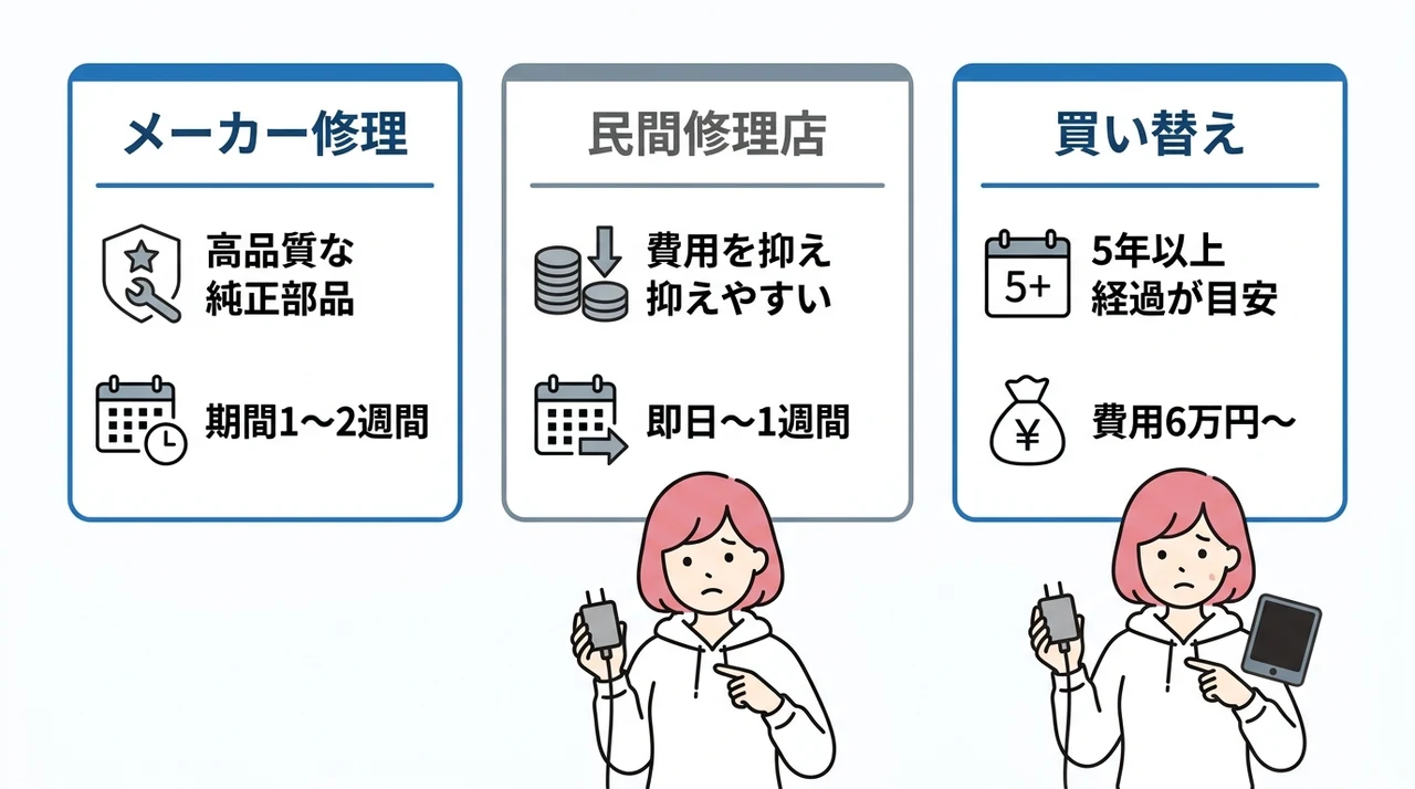 修理に出す前に確認する費用と期間の目安