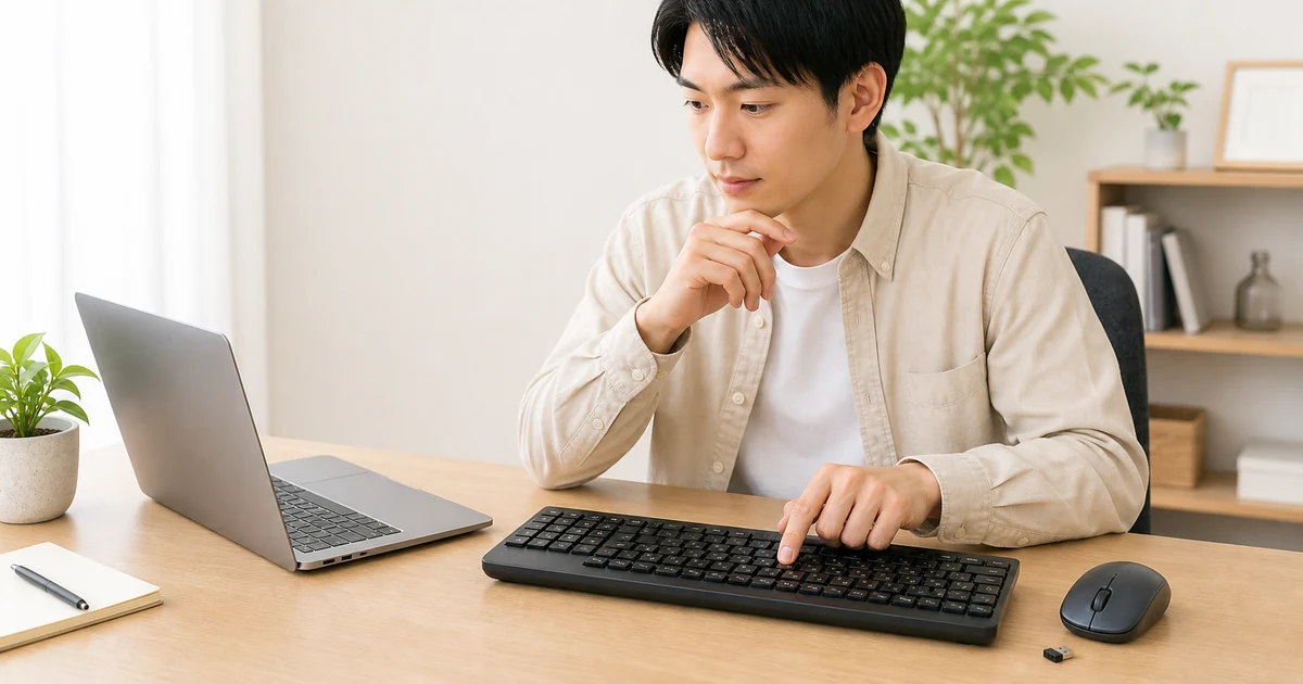 キーボードショートカットが効かない原因を確認する様子